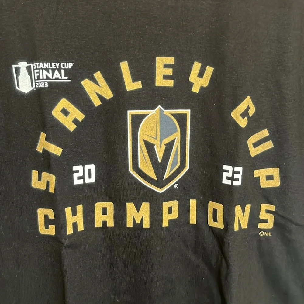 NWOT Vegas Golden Knights NHL Hockey 2023 Stanley Cup Black Cotton Tee Shirt - Picture 2 of 6